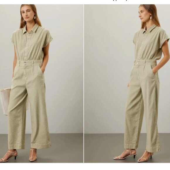 Joe's Jeans Jumpsuit Lexi Linen-Blend Wide-Leg - Picture 1 of 8